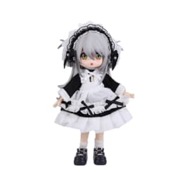 Obitsu 11 Clothes Gothic Lace Maid Tiered Apron Lolita Sweet Dress with Frill Bonnet Hairband Bow Decor Cafe Cosplay Doll Outfit