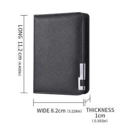 Small Slim Business-Style Wallet - Multiple Card Slots, Credit Card and Driver's License Holder, Geometric In Black Faux Leather