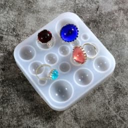 Round Gem Patch Rings Bracelet Silicone Mold Keyring Pendant Handmade Mold DIY Rings Pendant Jewelry for Valentines Gift Craft