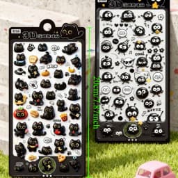 1/2 Sheets Black Cat Relief 3D Fun Sticker - Phone Diary Scrapbook Decorative Sticker