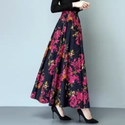Female Cotton Linen Autumn Vintage Plus Size a-line High Waist National Fashion Big Flower Maxi Ladies Skirts for Womens