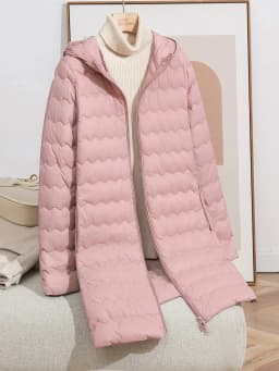 Schinteon Women's Lightweight 90% White Duck down Long Jacket with Hood Casual Autumn Winter High Qaulity Outwear Coat 2026 New