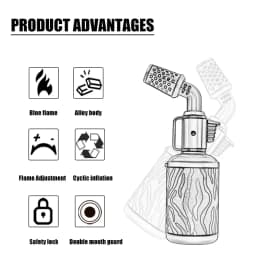JOBON Creative Shape Cigar Lighter Blow Torch Windproof Locking Blue Flame Rotor Design UV Transfer Printing Craft Gifts