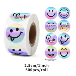 500Pcs /Roll 2.5cm Laser Sticker Reward Decorative Gift Series Self-Adhesive Stationery Sticker Labels