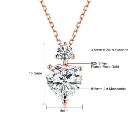 925 Sterling Silver Heart Moissanite Necklace D VVS1 Excellent Cut Diamond Pendant Fine Jewelry Gift for Women Valentine’s Day