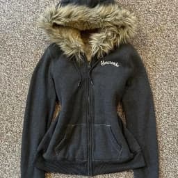 Retro Y2K American Style Deep Grey Fleece Lined Collar Embroidered Letter Waist Cinched Winter Women's Cotton Jacket