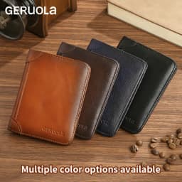 GERUOLA Slim RFID Shielded Genuine Leather Wallet for Men-Multifunctional ID & Credit Card Holder Dark Brown with Embellishments