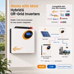 Jsdsolar 2.56KWH LiFePO4 Battery Pack 25.6V 100Ah BMS Lithium Battery Solar Battery Photovoltaic Storage System for Off-Grid RV Solar Grade A Cells 6000+ Cycles RS485 CAN No Tax US Warehouse