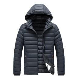 2024 New Men's Lightweight Padded Jackets Autumn Spring Warm Demi-season Hooded Zip-up Parka Black Big Size Coat Male Outerwear