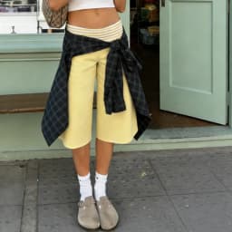 Womens Striped Fold Over Lounge Capri Pants Low Rise Wide Leg Gaucho Pants Yoga Culottes Casual Foldover Bottoms