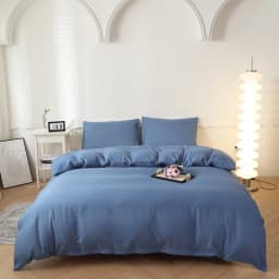 1pc Solid Color Duvet Cover 100% Washed Cotton Quilt Cover Japanese Minimalist Style Bedding Single Double King Queen Size Bed