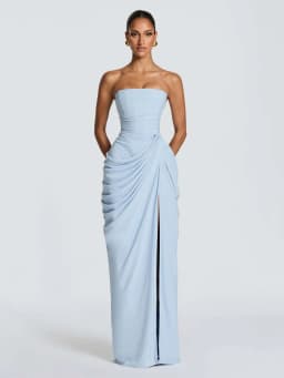 Solid Pleated Strapless Women's Dress Backless Off-shoulder High Waist Split Female Dresses 2026 Sexy Summer Evening Party Gown