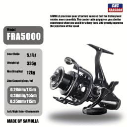 CAZULO New dual brake spinning wheels, seamless slanted mouth wire cup front and rear brakes, long throw carp wheels