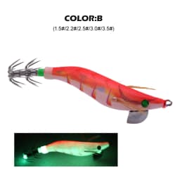 1 PC New Wooden Shrimp Bait with High-Intensity Luminous Effect, Equipped with Lead Pendant and Double-Layer Squid Hook