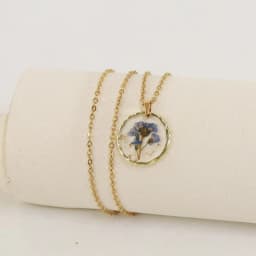 Pressed Flower Charm Necklace Handmaking Epoxy Resin Dried Flower Series Necklaces Natural Flowers Pendant Custom Chain Necklace