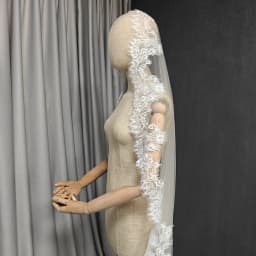 Customized Mantilla Veil with Eyelash Lace, Single Tier 1m/1.5m/2m Wedding Veil with Hidden Comb, Eyelash Lace Ivory Bridal Veil