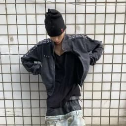 Men's Punk Heavy Washed Vintage Printed Patchwork Subculture Silhouette Sweatshirt