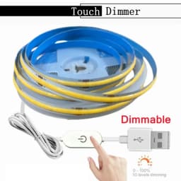 1-5M USB LED Strip Light 5V 320LEDs/M COB Touch Sensor Dimmable Lamp Tape DIY Mirror Backlight TV Kitchen Room Night Lighting