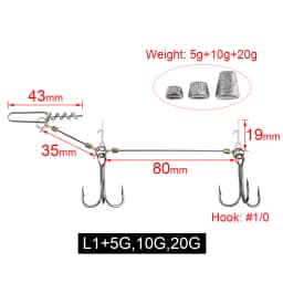 Spinpoler Multi-Depth Pike Stinger Rigs Fishing Hook #6 #1/0 #2/0 With Sinker Weight 5g 7g 10g 15g 20g Systerm Kit For Swimbait