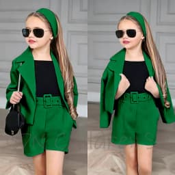 Customized Girl Outfit Solid Yellow Notch Lapel Girl Suits High Quality Party Birthday Children Clothing(Jacket+Short Pants)