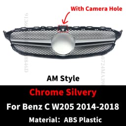 GT Diamond Front Bumper Grille For Mercedes W205 Grill C205 S205 Benz C 2014-2021 C200 C260 C180 C250 C300 Coupe AMG Tuning