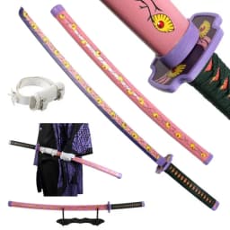 41 inch Demon Slayer Samurai Katana Sword With Belt And Holder Tanjiro Halloween Cosplay Props Decoration