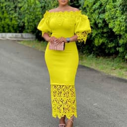 Elegant Dresses for Woman Off the Shoulder Lantern Sleeve Lace Patchwork Sheath Package Hips Ankle Length Luxury Birthday Dress