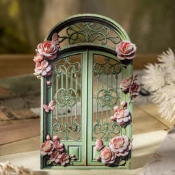 Journal GO 10pcs Garden Flower Gate Embossed Stickers 3D Wood Paper Floral Iron Gate Decal for Journaling Scrapbooking Card DIY