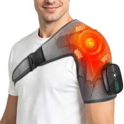 Heated Shoulder Massager Wrap Electric Vibration Massage Support Strap Smart LED Display Cordless Heating Pad Muscle Relaxation