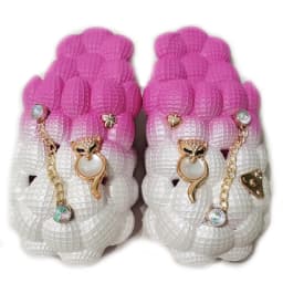 2025 Summer New Bubble Slippers Women Toe-covered Massage Sandals Creative Peanut Shoes Herringbone Slippers Beach Flip Flops