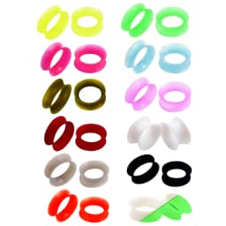 24X Ultra Thin Silicone Flexible Ear Plug Double Flared Expander Flesh Tunnel 2g (6mm) to 1'' (25mm) Gauge Stretching Kit