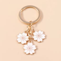 Cute Enamel Keychain Colorful Sakura Flower Key Ring Sweet Key Chains for Women Girls Handbag Accessories DIY Jewelry Gifts