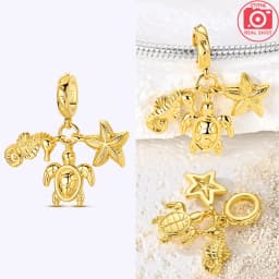 925 Sterling Silver Ocean Series Blue Turtle Starfish Shell Fit Original Bracelet Charms for Women diy Fine Jewelry Gifts