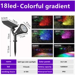 Unique Design 18 Led Rgb Spot Light Waterproof Garden Led Solar Stake Spotlight For Pathway Landscape Lawn Outdoor Decor