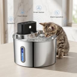 Wireless smart sensor pet water dispenser 2.0L stainless steel automatic circulating water dispenser with water level window