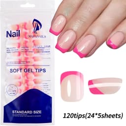 240/120pcs Summer Colorful Fake Nails Short Square Press On Nails French Acrylic Manicure Nail Art Glossy Full Cover False Nail