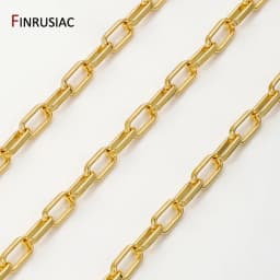 18K Gold Plated Brass Square Link Chain,3.8*7.7mm Paperclip Chain Oval Link Chain for DIY jewelry making accessories