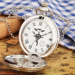 Simple Fullmetal Alchemist Quartz Silver Pocket Watch Edward Elric Anime Clock Design Pendant Cosplay Fans Necklace Chain Gifts