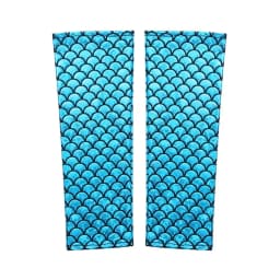 Women Mermaid Costume Fish Scale Pattern Printed Fingerless Long Gloves Arm Sleeves Adult Halloween Cosplay Costume Accessory