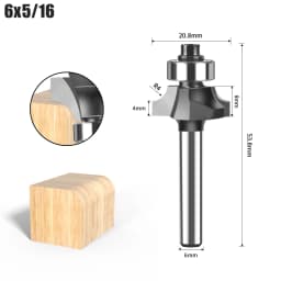 6mm Shank 1/4" Shank Corner Round Over Router Bit with Bearing Milling Cutter for Wood Woodwork Tungsten Carbide