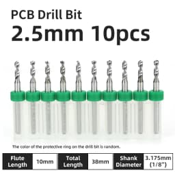 TOOLEYE 10pcs PCB Drill Bit Set Micro Drills Printed Circuit Board 1/8" Shank Mini CNC Drill Bits 0.1-3.175mm Drilling Tools