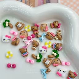 70/50Pcs Hello Kitty Cat Nail Charms Cute Mix Color 3D Heart and Bowtie Nail Art Accessories for a Stylish and Adorable Manicure