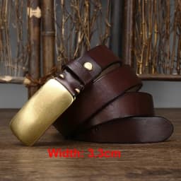 3.3cm Pure Cowskin Men Belt Genuine Leather Belt High Quality Smooth Brass Buckle Strap Male Jeans Luxury Designer Belts for Man