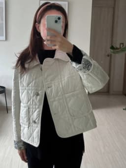 Afashion Retro Korean Floral Pattern Quilted Cotton Jacket Collar Double-Sided Wear Small Diamond Grid Women's Cotton Coat
