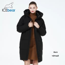 ICEbear-Cotton Windproof Padded Jacket for Women, Casual Coat, Long Parka, Windproof, 2023, GWD3757I