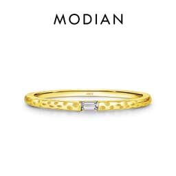 MODIAN 925 Sterling Silver Irregular Cross Line Concave And Convex Metal Texture Rings For Women Fashion Gold Color Fine Jewelry