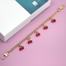 DIY Zinc Alloy Bag Hanging Chain with Cherry Pendant Detachable Clothing Pants Chain Handbag Extension Chain Bag Accessories
