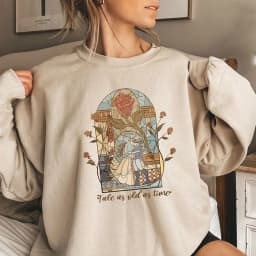Vintage Tale As Old As Time Sweatshirt Retro Beauty Shirt Aesthetic Princess Pullover Streetwear Unisex Long Sleeves Sweatshirts