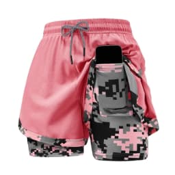 Women's 2-in-1 Gym Shorts with Pockets High Waist Quick Dry Breathable Lightweight Workout Running Swim Beach Casual Outdoor