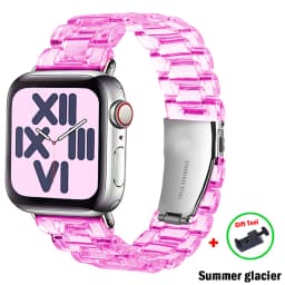 Link bracelet for apple watch band ultra 2 49mm 41mm 45mm 44/40/42/38mm glacier Transparent strap iwatch series 9 8 7 6 5 4 3 SE